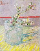 Vincent Van Gogh Flowering almond tree branch in a glass oil painting on canvas
